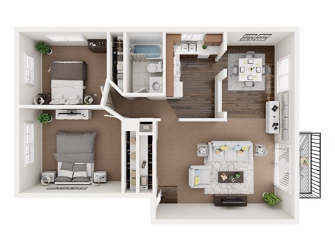Floor plan for 2 beds, 1 bath, 1100 sqft